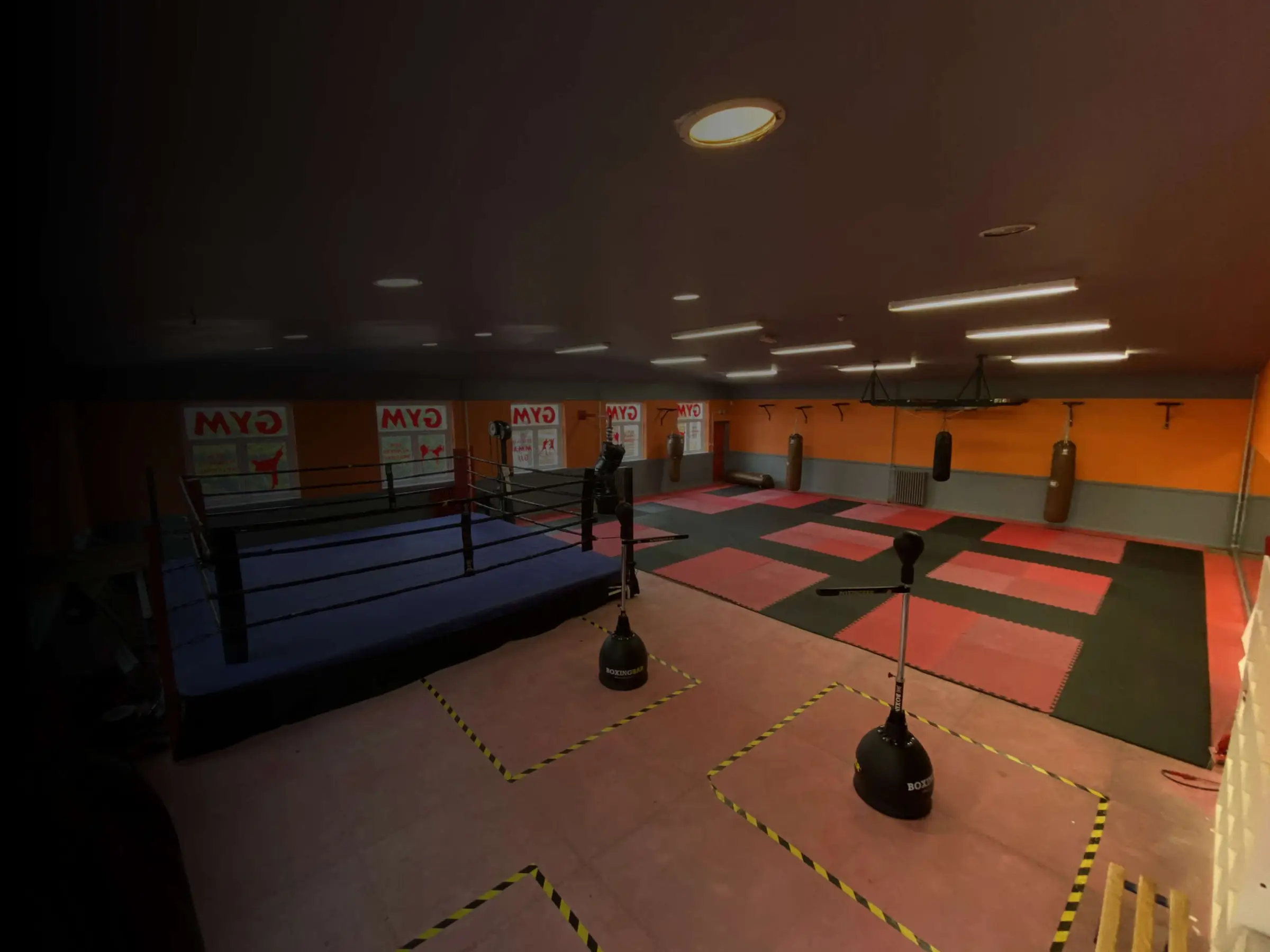 The 16ft boxing ring in the fight school at The Bar Gym Worthing