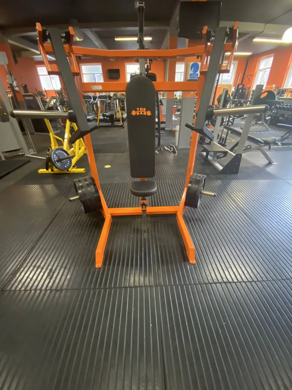 Olympic squat rack with The Bar Gym branding, The Bar Gym Worthing